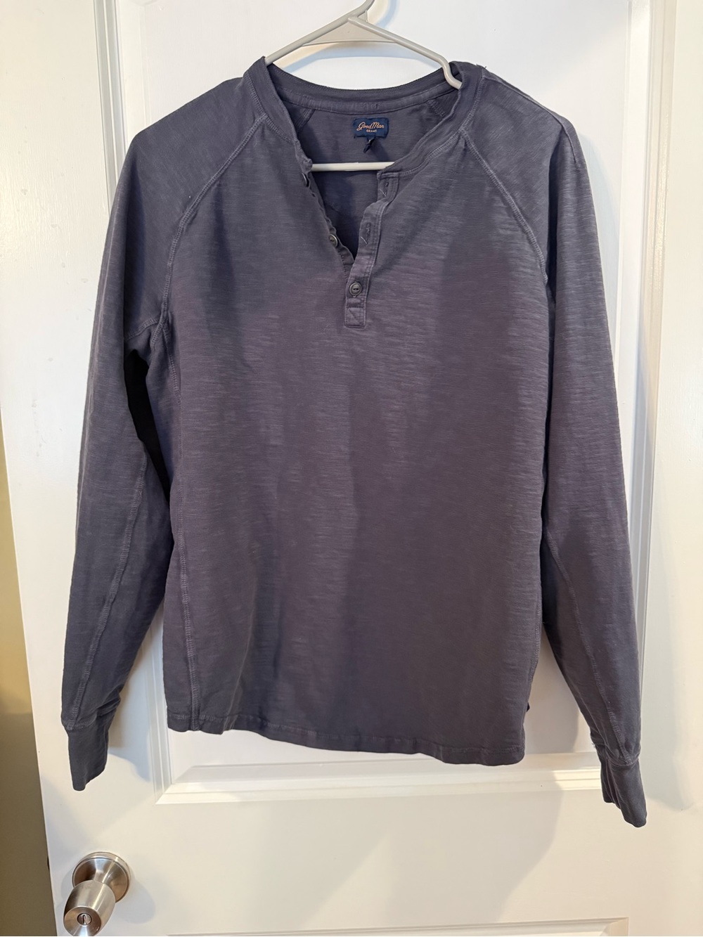 Soft Slub Long-Sleeve Henley Shirt Raglan - Gray